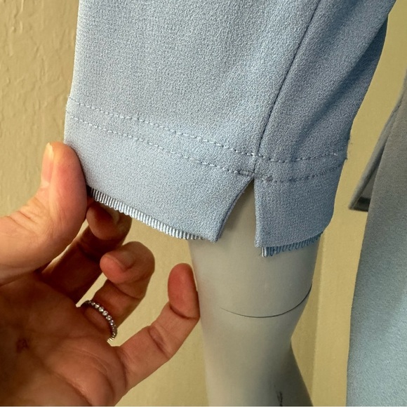 BOGNER Colette Powder Blue Crepe Blouse 3/4 Sleeve Scoop Neck - Picture 13 of 16